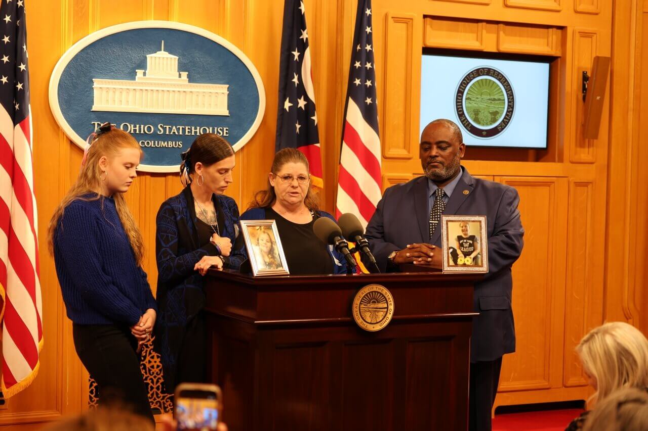 Ohio State Rep. Darnell T. Brewer announcing Amyas Law and gun control bills at press conference